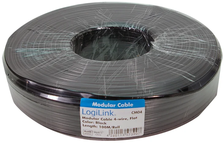 LogiLink Câble téléphonique, 100 m, 6 fils, plat, blanc - OEM CM06W