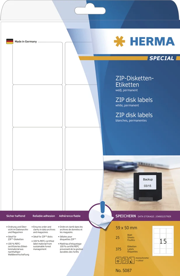 HERMA Etiquette pour disquettes-ZIP SPECIAL, 59 x 50 mm - OEM 5087