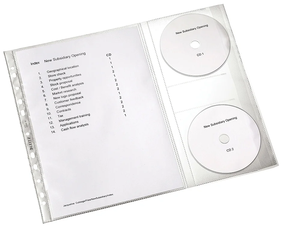 LEITZ Pochette perforée avec rabat CD, A4, PP, 0,12 mm, - OEM 4761-30-03