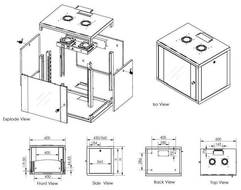 DIGITUS - Ventilateur de toit pour distributeur mural