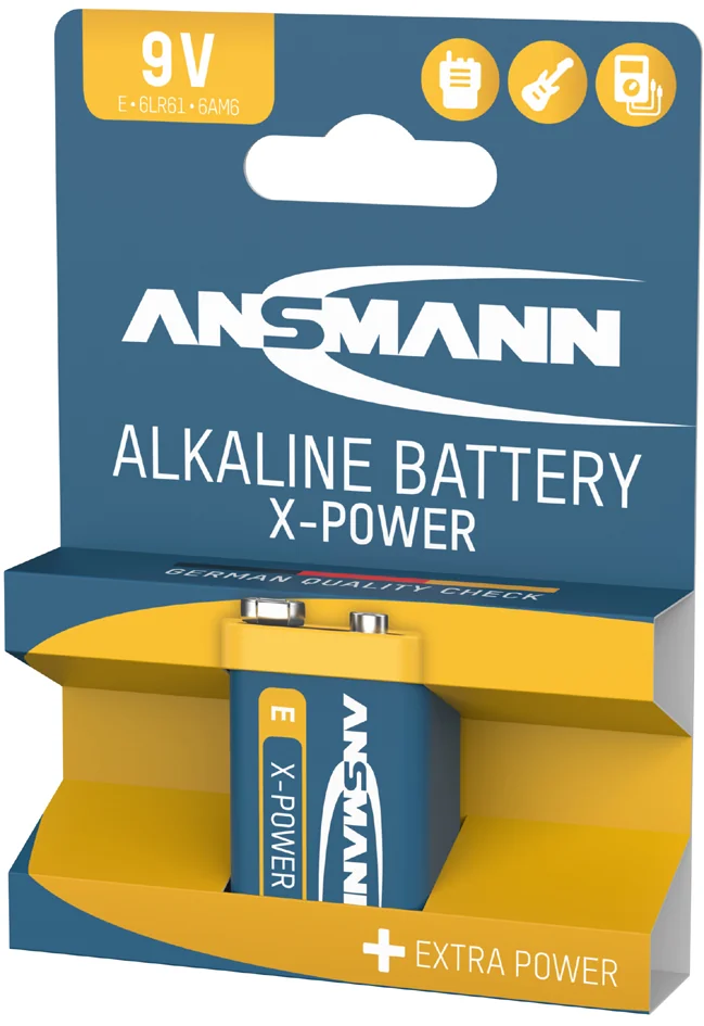 ANSMANN pile alcaline "X-Power", 9V bloc E, présentoir de 10