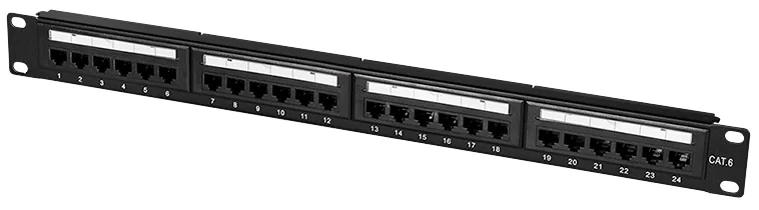 LOGILINK - Panneau de brassage 19" Cat.6, 24 ports, noir, 1 U