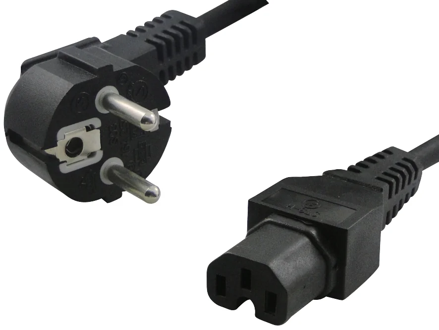 LOGILINK - Câble d'alimentation contact de securité, coudé, 2m