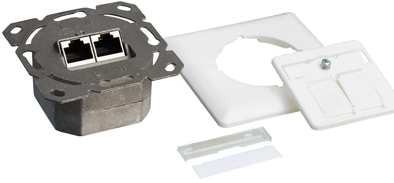 LogiLink Aufputz- und Unterputzdose Kat. 6, 2 x RJ45