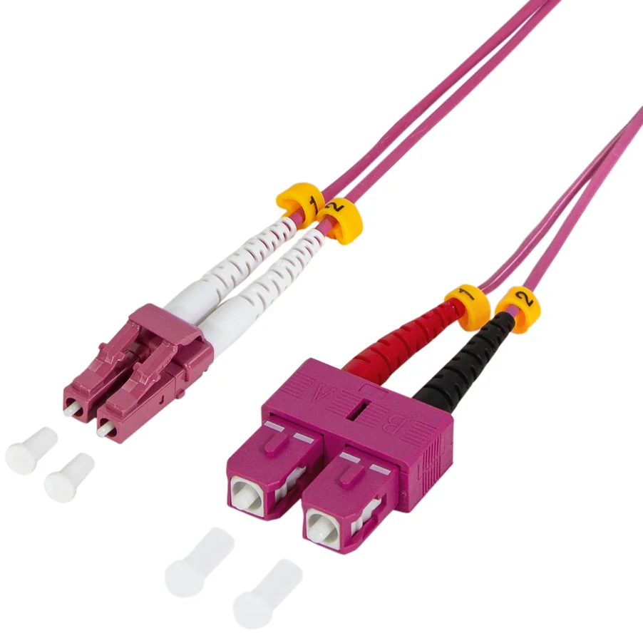 LogiLink Câble Patch à fibre optique, LC Duplex - SC Duplex - OM4 - 1m