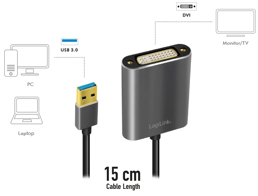 DIGITUS Adaptateur graphique USB 3.0 - DVI, noir