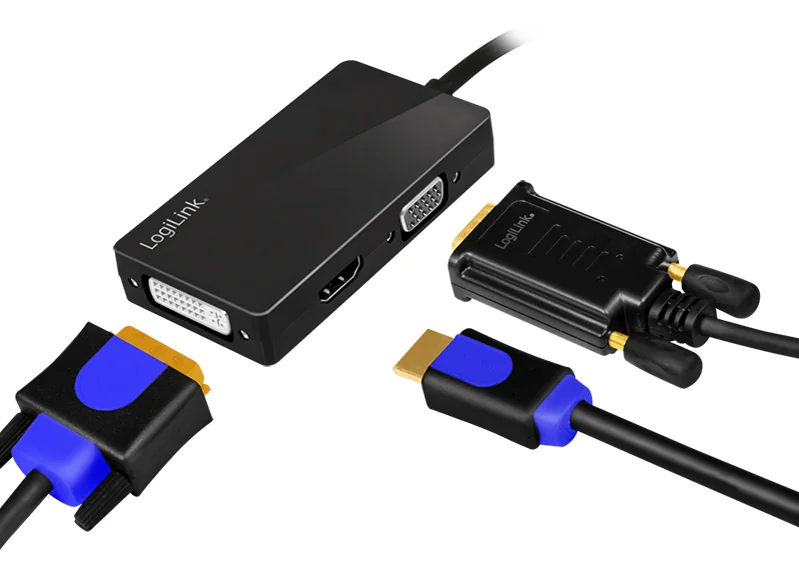 LogiLink DisplayPort 4K vers adaptateur DVI/HDMI/VGA, noir - OEM CV0109
