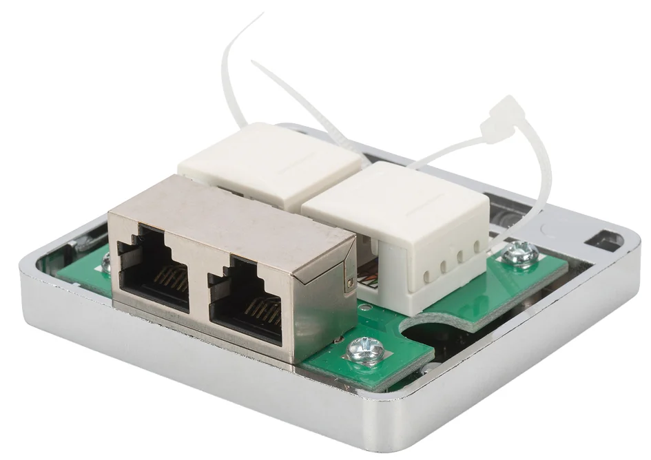 DIGITUS - Boîtier en saillie Cat.6A, 2 x RJ45, blindé, argent