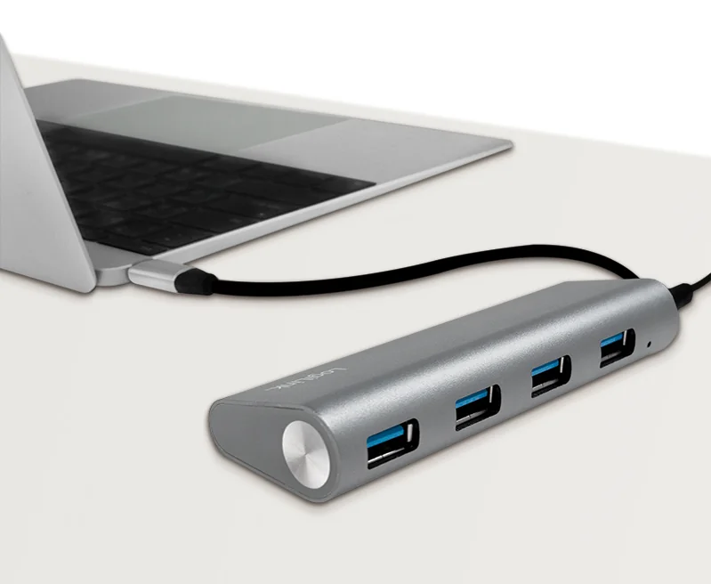 LogiLink Hub USB 3.0 avec fiche USB-C Gen1, 4 ports, gris