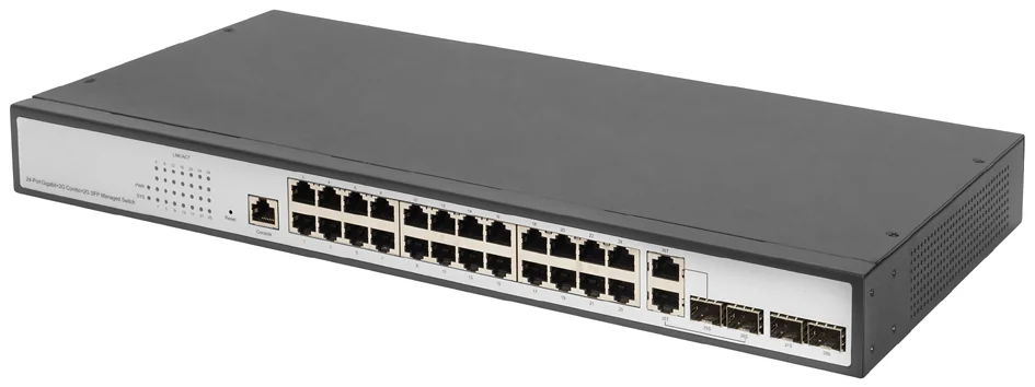 DIGITUS Commutateur 19" Gigabit Ethernet Couche 2, 24 ports
