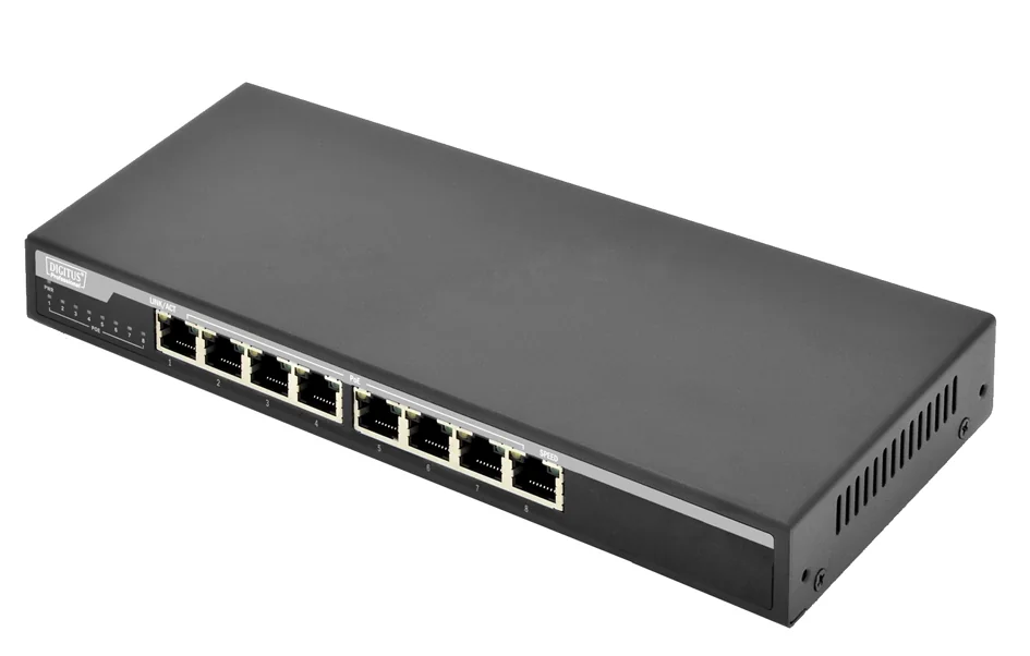 DIGITUS Switch de bureau PoE Gigabit, 8 ports