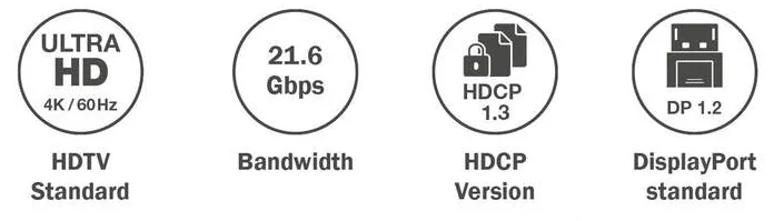 DIGITUS Câble de connexion DisplayPort, mâle - mâle, 1,0 m - OEM AK-340100-010-S