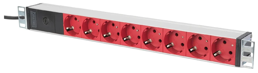 DIGITUS - Bloc multiprise 19" 8 ports 1 U, avec parasurtenseur