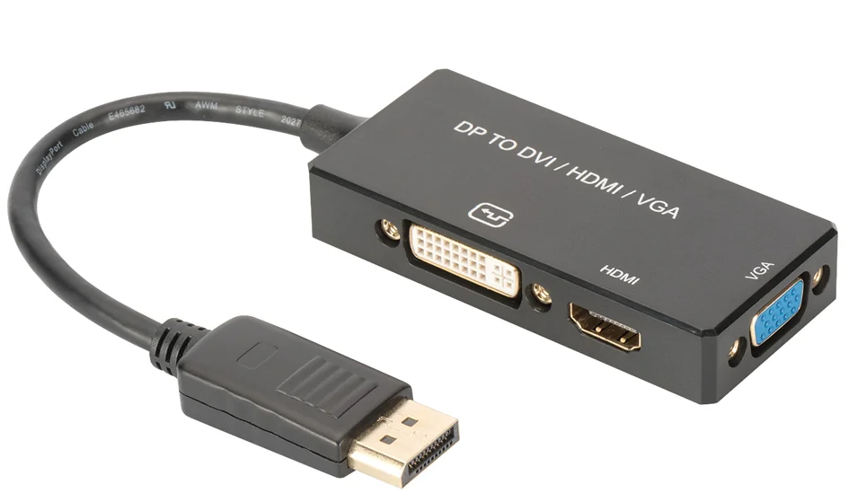 DIGITUS - Convertisseur 3en1 DisplayPort 1.2, DP- HDMI+DVI+VGA