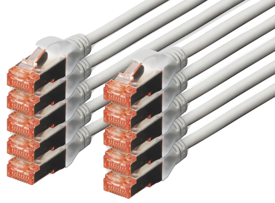 DIGITUS Câble de brassage Cat.6, S/FTP, 5,0 m, par 10, rouge