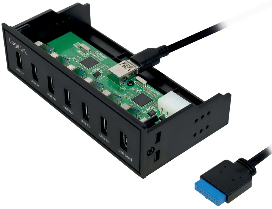 LogiLink Hub USB 3.0 de 5,25" avec port de chargement rapide