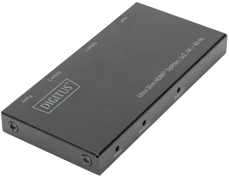 DIGITUS Répartiteur HDMI extra-plat, 1x2, 4K/60 Hz, noir, (L)83 x (P)40 x (H)9 mm - OEM DS-45322