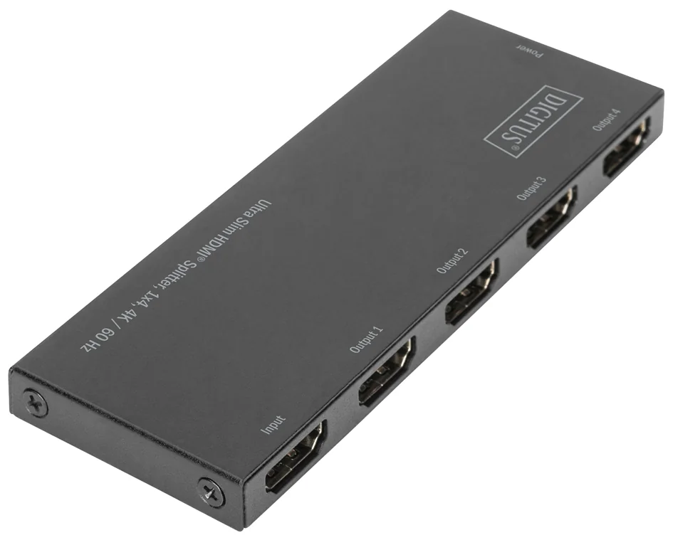 DIGITUS Répartiteur HDMI extra-plat, 1x4, 4K/60 Hz, noir, (L)112 x (P)40 x (H)9 mm - OEM DS-45323