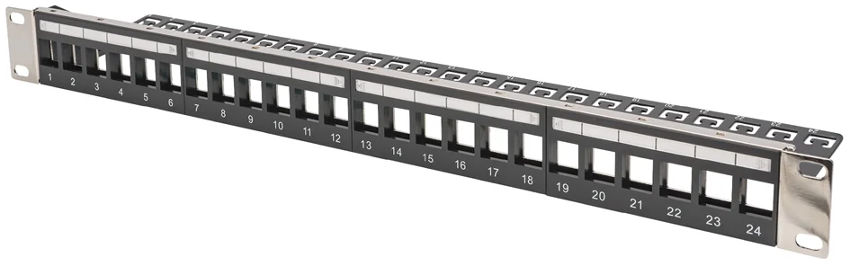 DIGITUS - Panneau de brassage Keystone 19", 24 ports, 1 U,noir