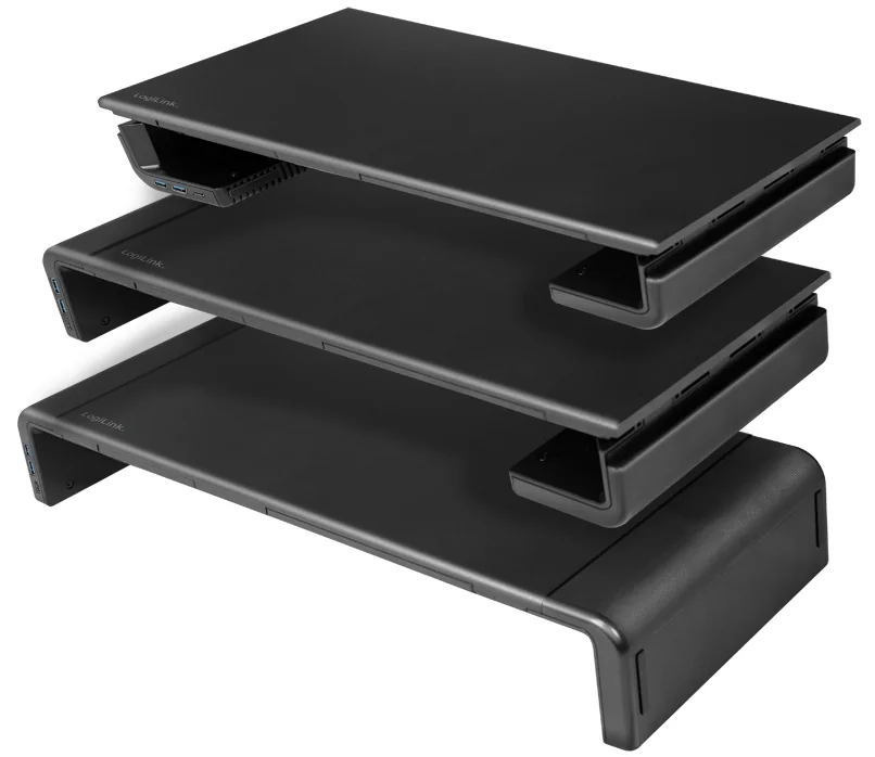 LogiLink Réhausseur d'écran, largeur réglable, 3x USB, noir - OEM BP0141