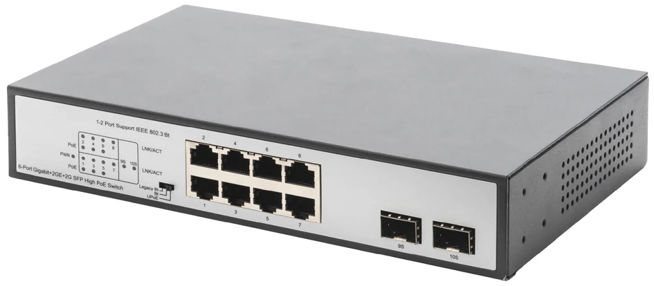 DIGITUS Commutateur 19" Gigabit PoE, 8 ports, Unmanaged