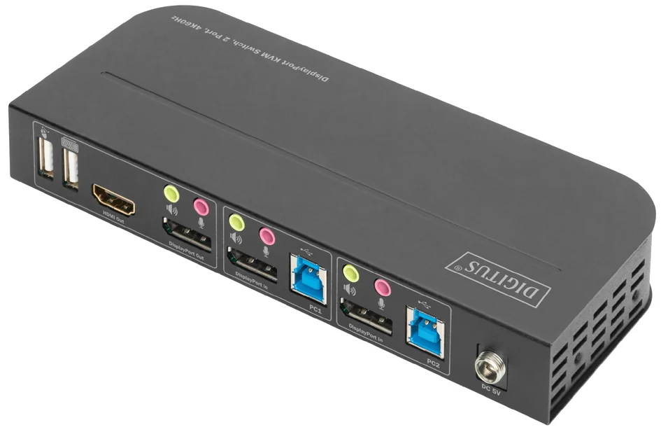 DIGITUS Commutateur KVM, 2 ports, 2x entrée DP, 1x sortie DP - OEM DS-12850
