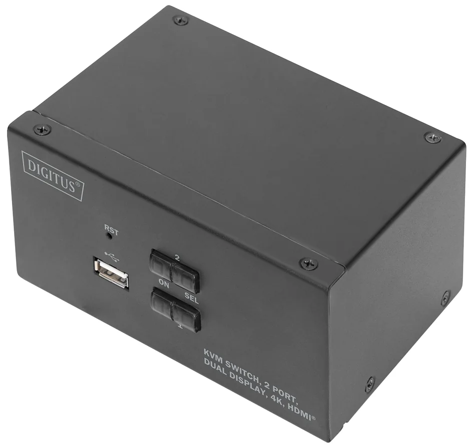 DIGITUS Commutateur KVM, 2 ports, double affichage, 4K, HDMI - OEM DS-12860