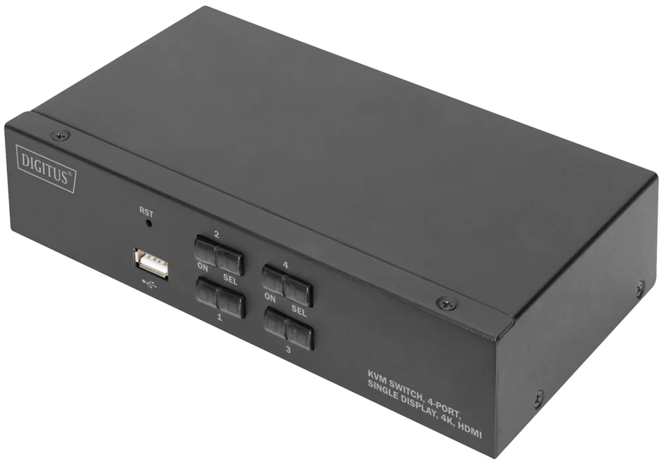 DIGITUS Commutateur KVM, 4 ports, simple affichage, 4K, HDMI - OEM DS-12880