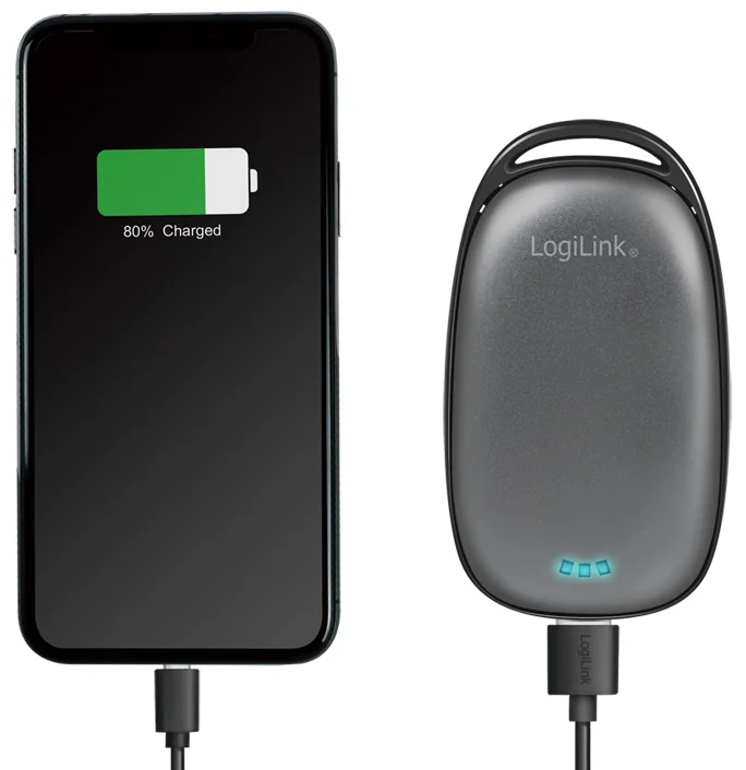 LogiLink Powerbank & chauffe-mains, 4.000 mAh, gris - OEM PA0264