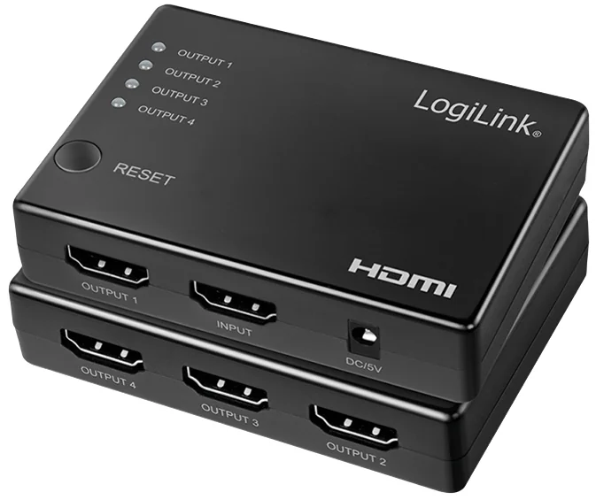 LogiLink Distributeur HDMI 4K/30 Hz, fin, 4 ports, noir - OEM HD0036