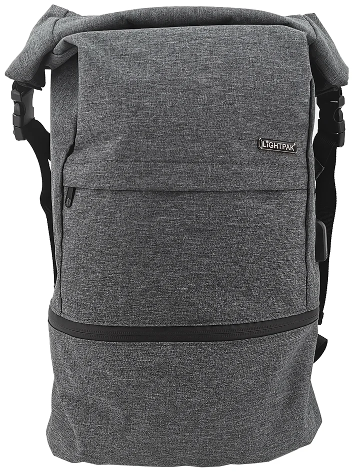 LiGHTPAK Sac à dos pour PC portable, polyester 600D, gris - OEM 46155