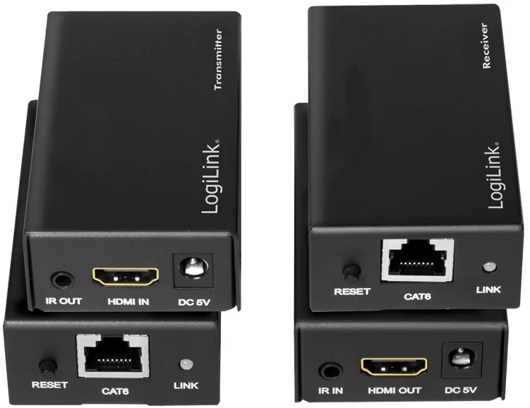 LogiLink Kit d'extension HDMI via LAN, POC/IR, 60 m, noir - OEM HD0023