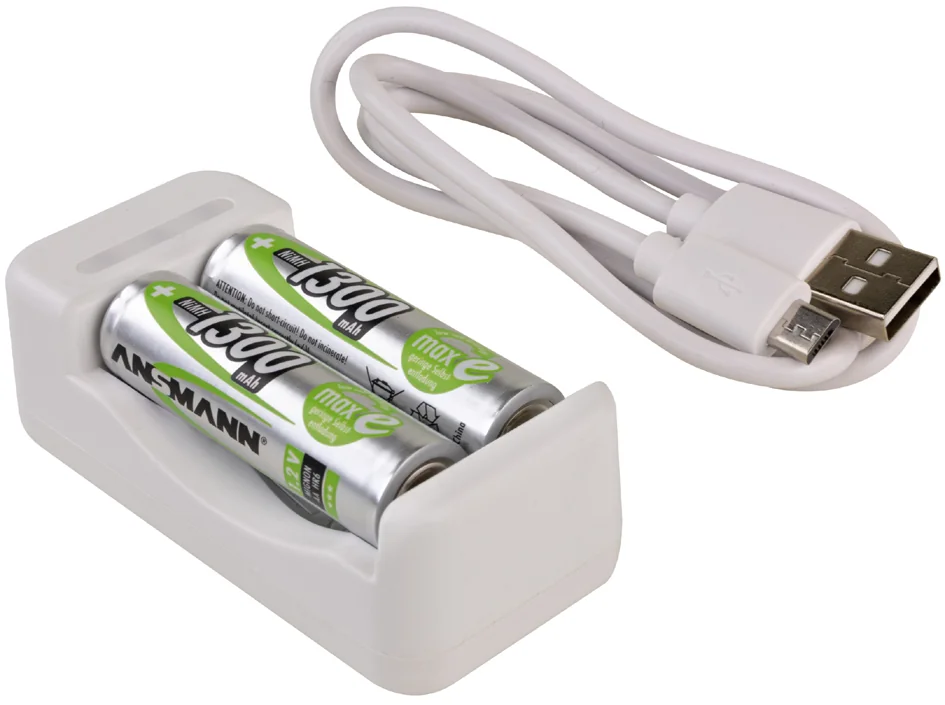 ANSMANN Chargeur de piles Basic II, 2x piles AA 1.300 mAh - OEM 1001-0119-01