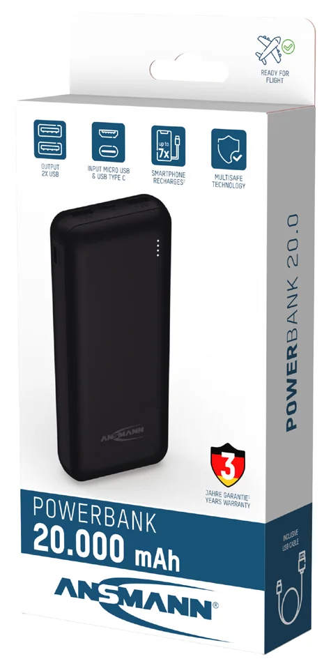 ANSMANN Powerbank PB212, 10.000 mAh, noir - OEM 1700-0132 4 ANSMANN Powerbank PB212, 10.000 mAh, noir - OEM 1700-0132 – Image 4