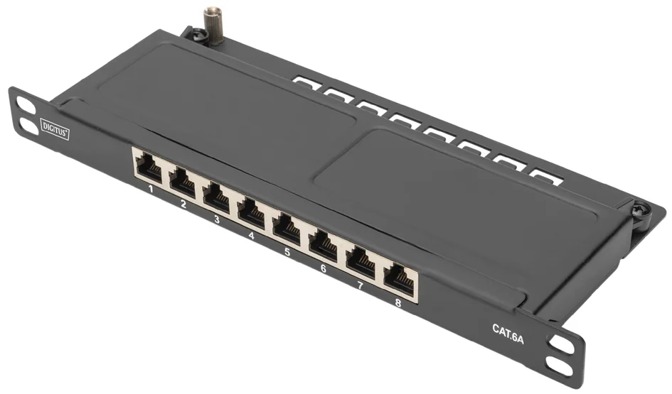 DIGITUS Panneau de brassage 10' Slim Cat.6A, 0,5 U, blindé - OEM DN-91608S-SL-EA