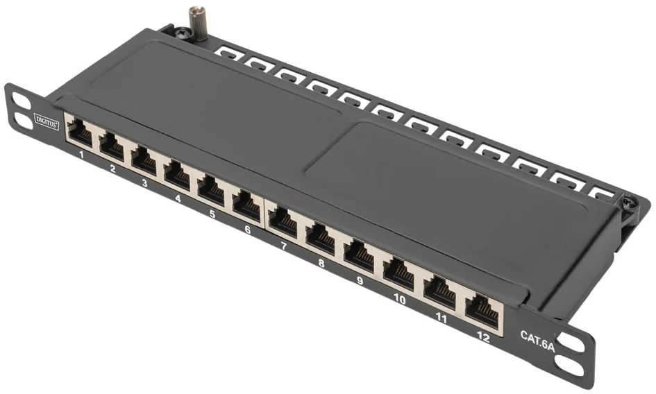 DIGITUS Panneau de brassage 10' Cat.6A, 0,5 Un blindé, noir - OEM DN-91612S-SL-EA