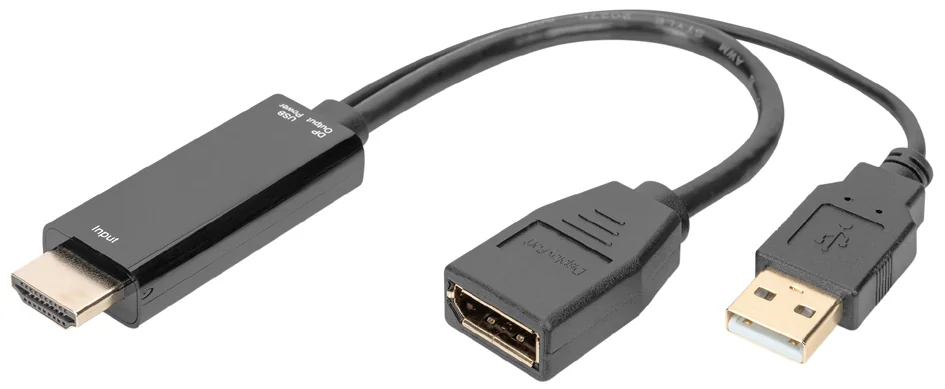 DIGITUS Adaptateur HDMI 4K vers DisplayPort, 0,2 m, noir - OEM AK-330101-002-S