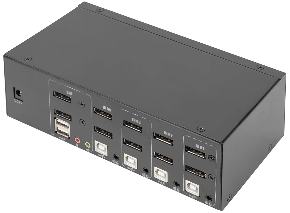 DIGITUS Commutateur KVM, 4 ports, double affichage, 4K - OEM DS-12882