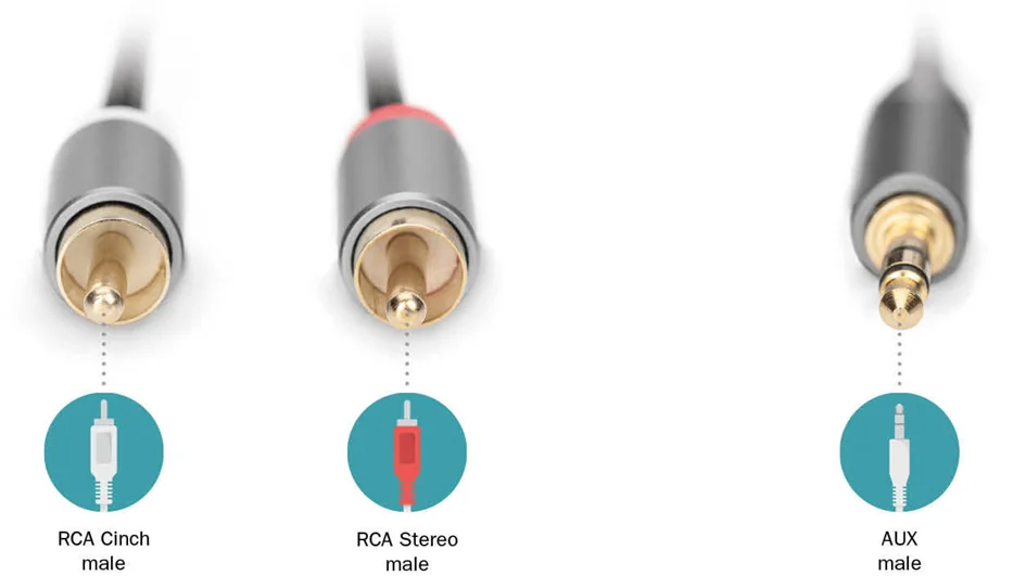 DIGITUS Câble adaptateur audio stéréo, jack - RCA, 1,0 m - OEM DB-510330-010-S