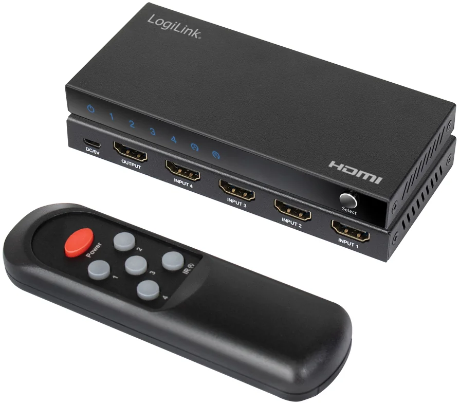 LogiLink Commutateur HDMI 4K/60 Hz, 4 ports, noir - OEM HD0056