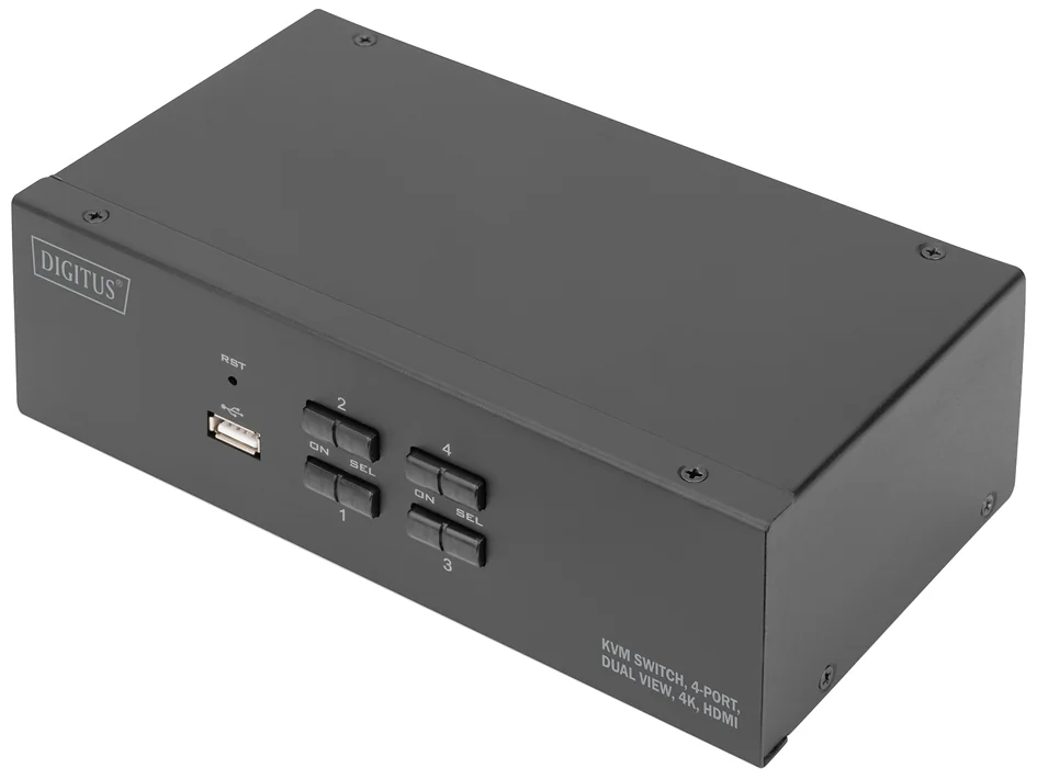 DIGITUS Commutateur KVM, 4 ports, double affichage, 4K, HDMI - OEM DS-12883