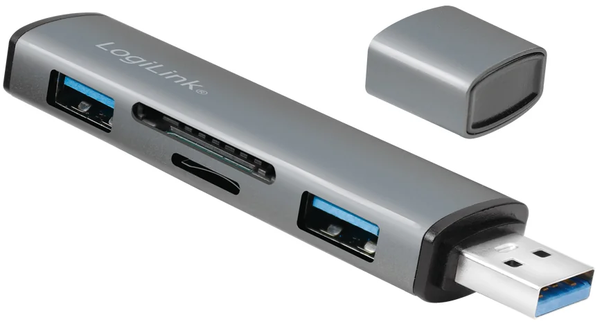 LogiLink Hub USB 3.2 Gen2, avec lecteur de carte, 2 ports - OEM UA0394