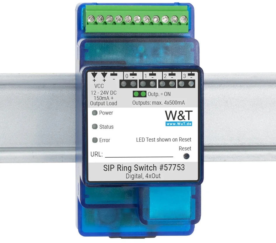 W&T Commutateur SIP Ring Switch 4xOut, 10/100 BaseT, bleu - OEM 57753