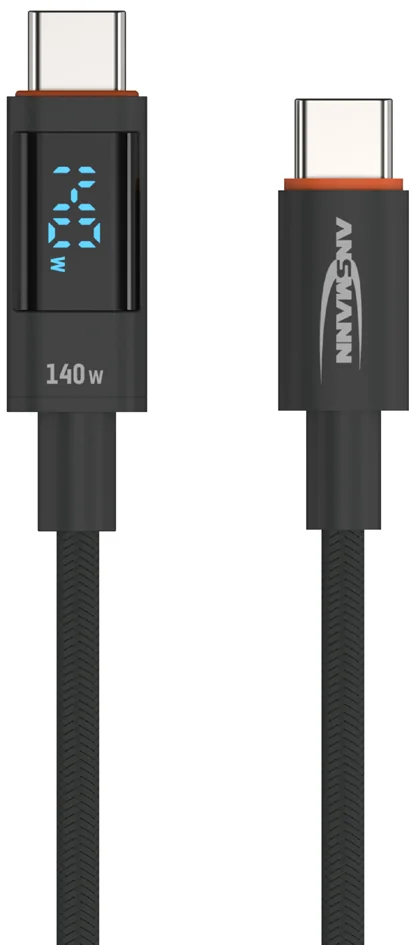 ANSMANN Câble données & charge avec écran, anthracite, 2,0 m - OEM 1700-0171