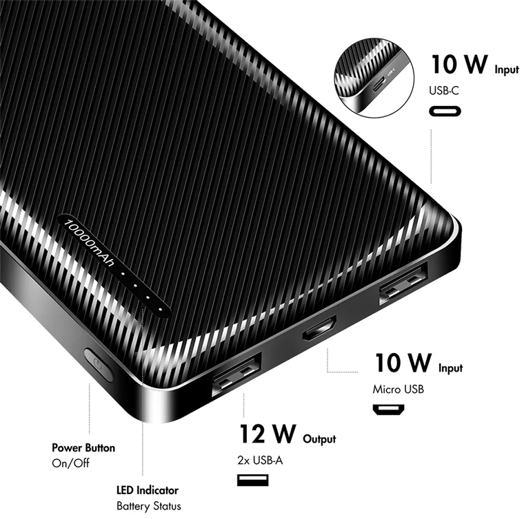 LogiLink Powerbank, 10.000 mAh, 2 USB-A, noir - OEM PA0316
