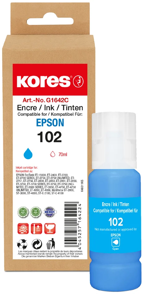 Kores Flacon d'encre G1648Y remplace EPSON 104, jaune - OEM G1648Y