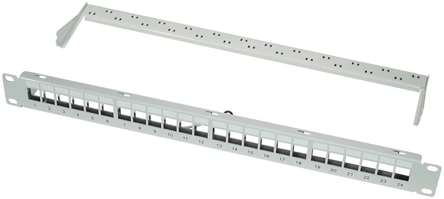 LogiLink Panneau de brassage Keystone 19', 24 ports, blindé - OEM NK4074
