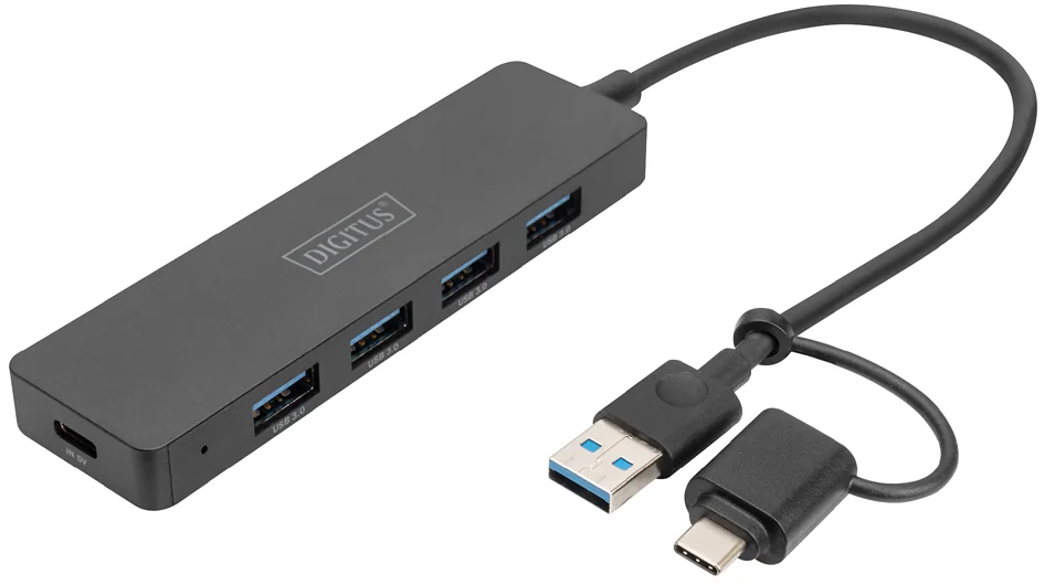 DIGITUS Hub USB 3.0, 4 ports, Slim Line, noir - OEM DA-70236