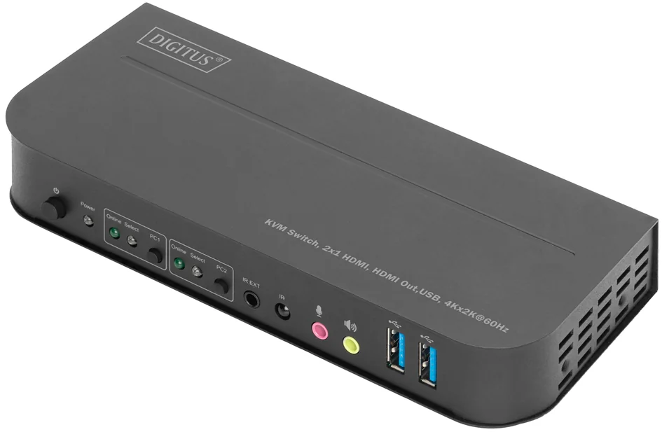 DIGITUS Switch KVM avec hub USB intégré, noir - OEM DS-12874