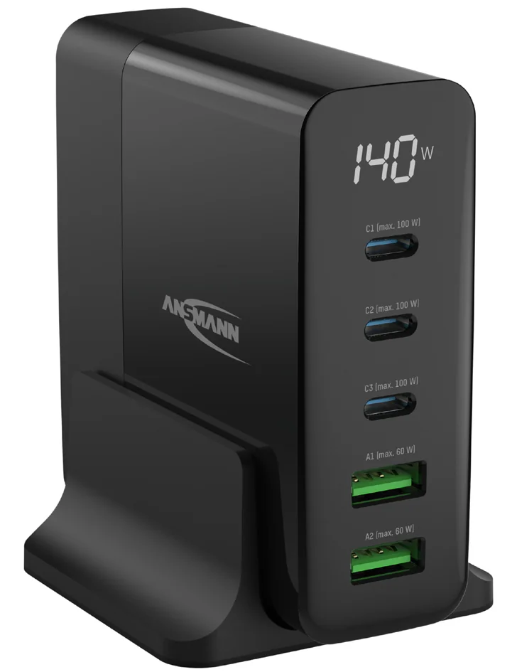 ANSMANN Chargeur de bureau USB DC5140PD, 5 ports, 140 watts - OEM 1001-0149